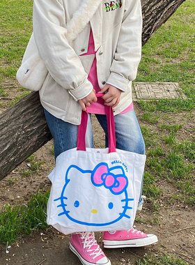 全家联名Hollekitty周边樱花笔记本手帐本单肩帆布包kitty帆布袋