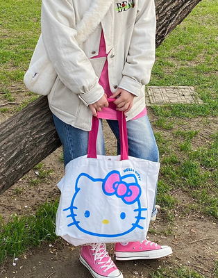 全家联名Hollekitty周边樱花笔记本手帐本单肩帆布包kitty帆布袋