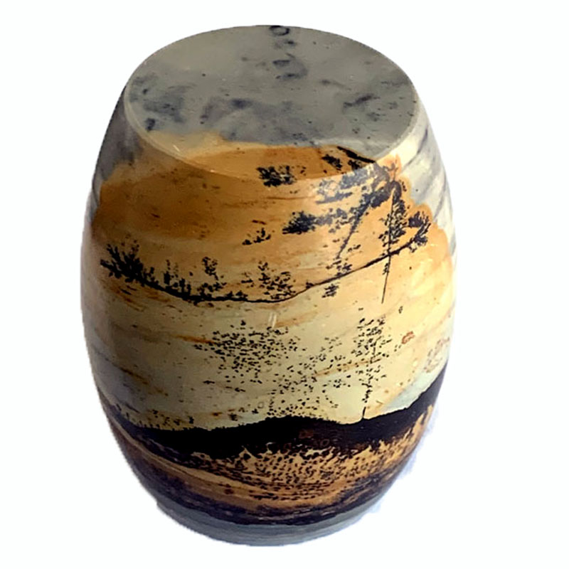 水玉冰魄天然草花石原石把玩茶杯盖托国画石盖置手把件实物