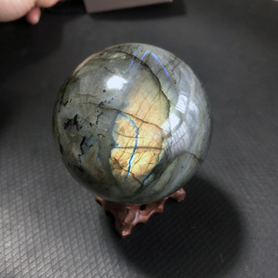 水玉冰魄天然拉长石球摆件 实物水晶球摆件钠长石把玩球健身球