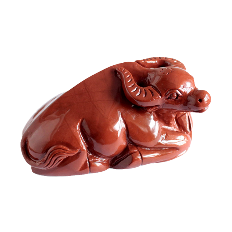 天然阿拉善玛瑙雕刻红牛