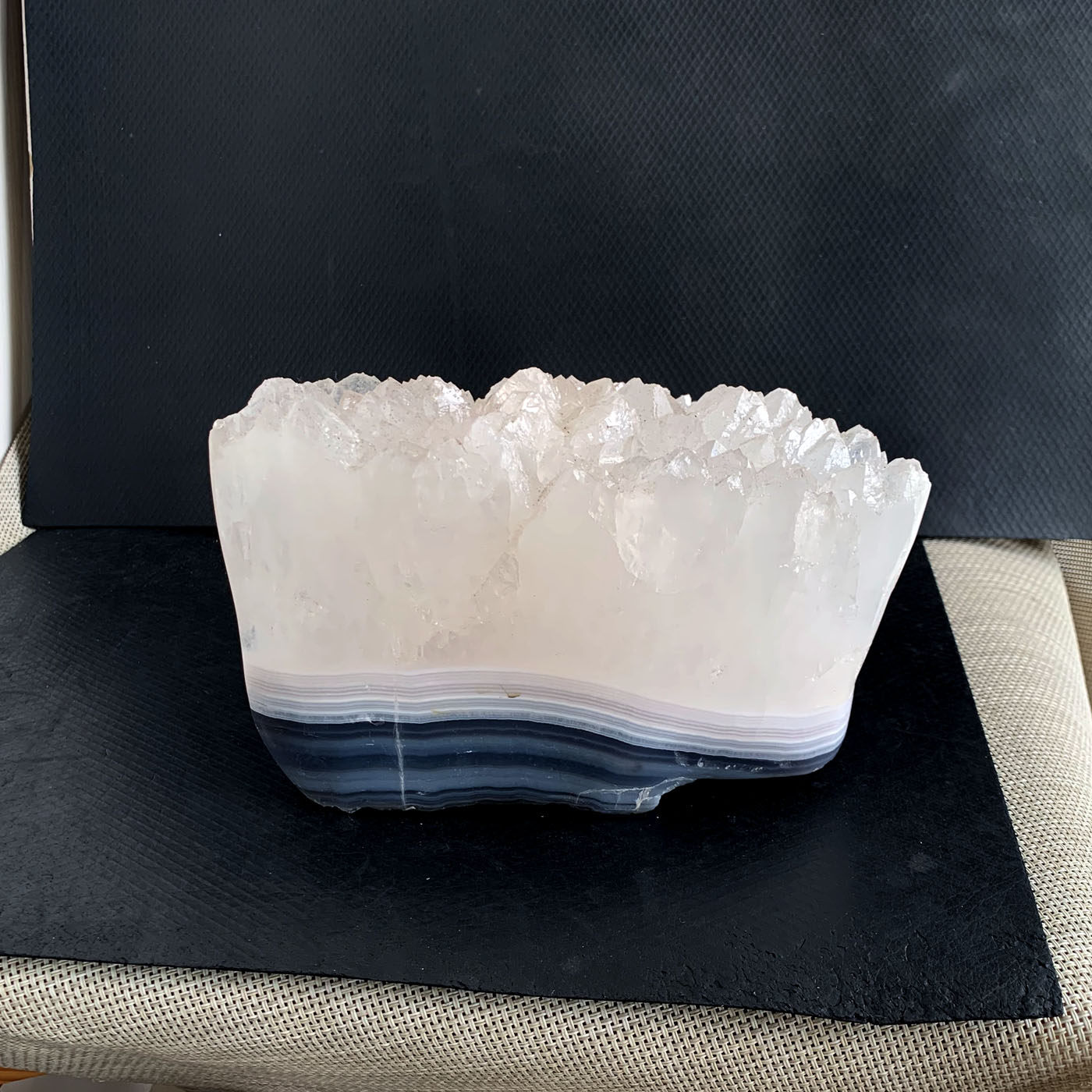 天然白水晶簇摆件晶山实物蓝玛瑙