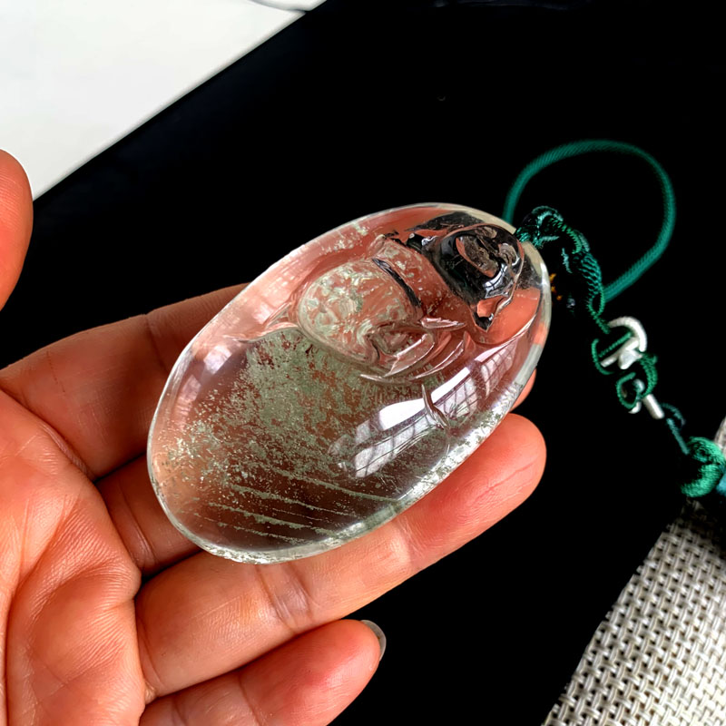天然绿幽灵雕刻弥勒佛把玩