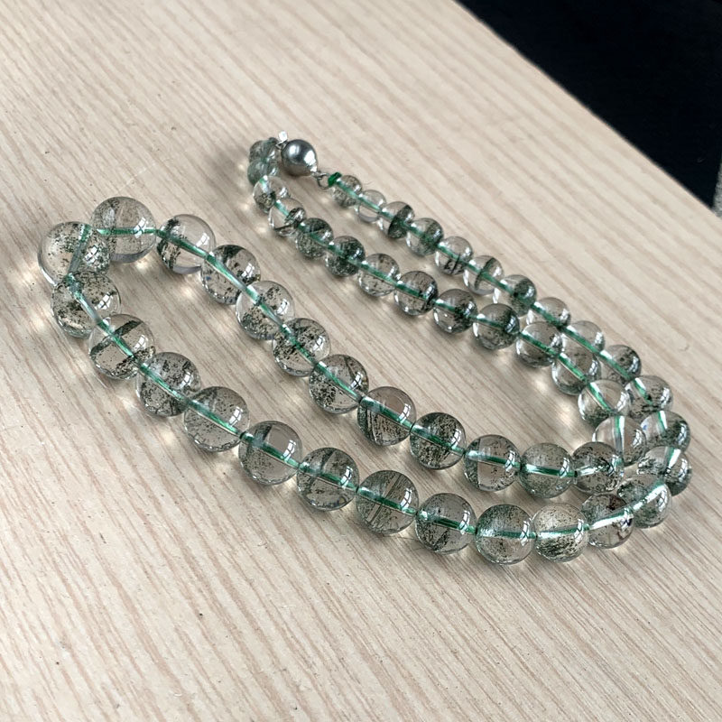 水玉冰魄天然巴西绿幽灵项链 水晶塔链 聚宝盆项链