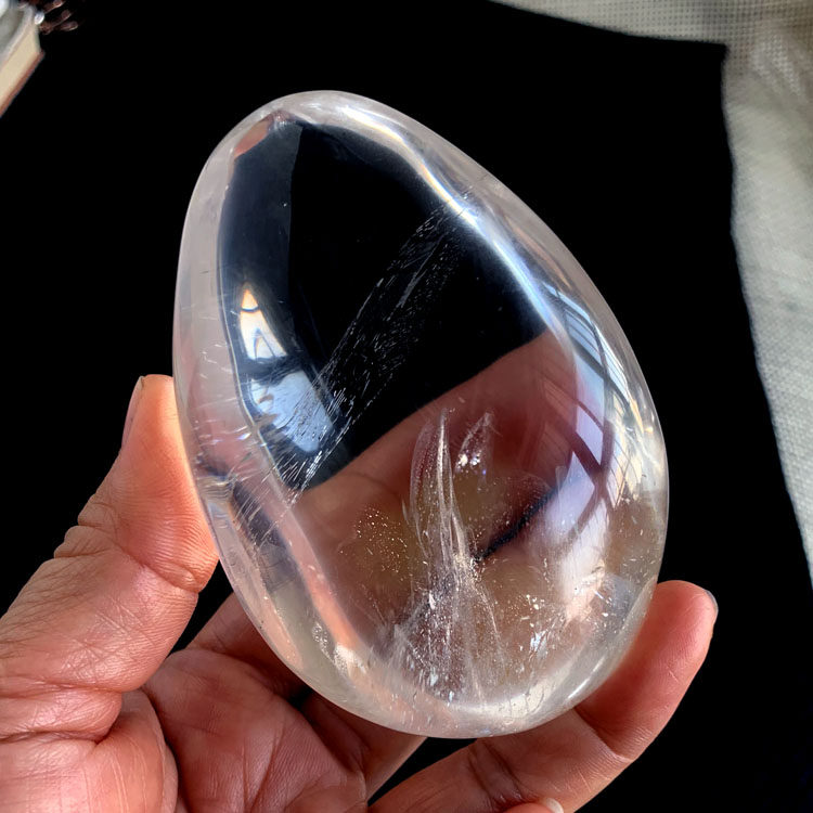 大号天然白水晶把玩原石手把件