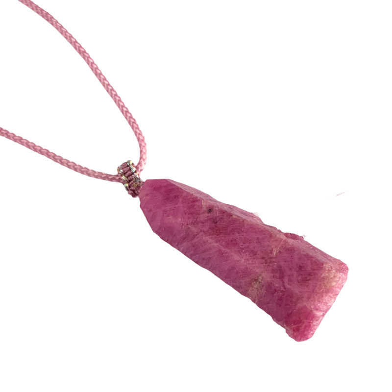 水玉冰魄天然红宝石原石吊坠  红刚玉项坠  原石毛衣链