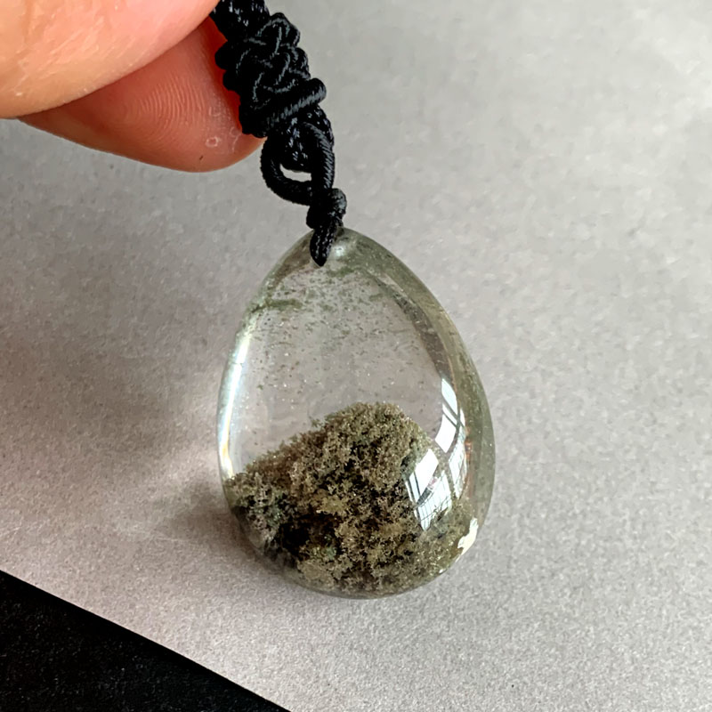 天然绿幽灵吊坠项坠毛衣链