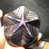 水玉冰魄天然黑曜石五角星把玩彩虹光黑曜岩手把件海星星摆件实物