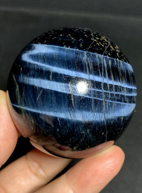 天然蓝虎石球摆件虎睛石把玩实物