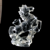 家居办公摆饰 水玉冰魄天然白水晶雕刻生肖马摆件 礼品 马上有钱
