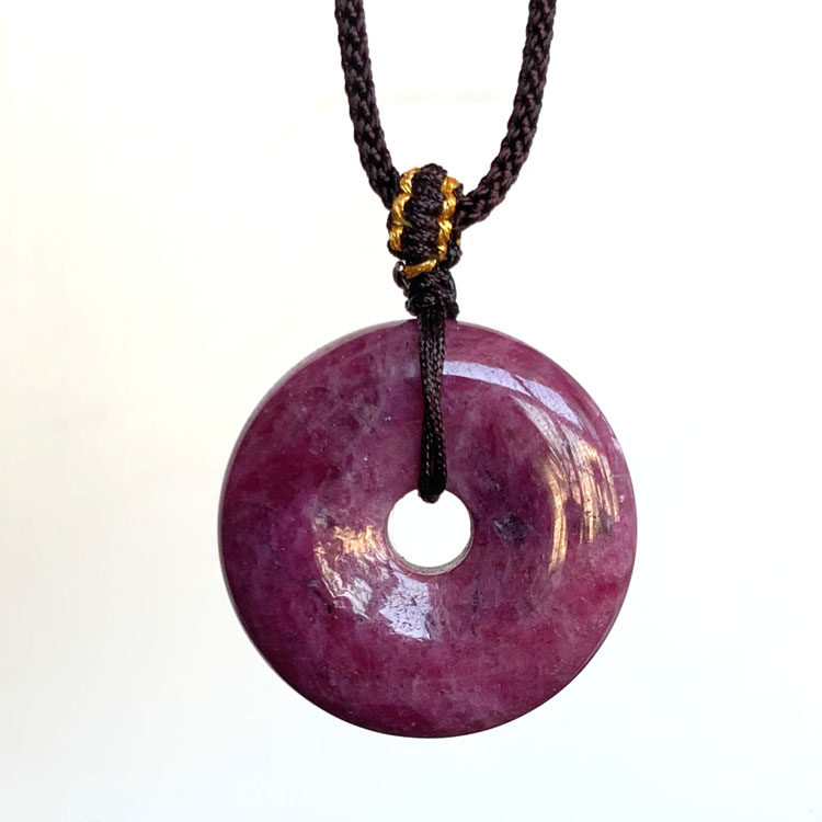 水玉冰魄天然红绿宝平安扣项链 红宝石吊坠红刚玉辉光星光 挂件