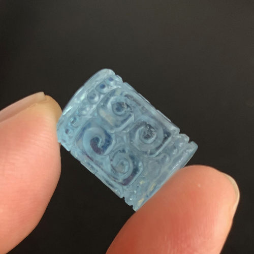 海蓝宝回纹珠雕刻路路通桶珠配珠