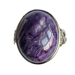 水玉冰魄天然紫龙晶戒指查罗石手饰品指环中指食指纹理带光实物