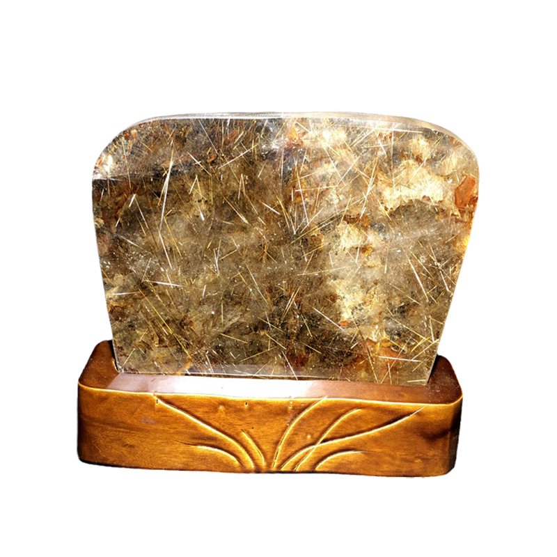 水玉冰魄天然铜发晶摆件金发晶家居摆饰打磨抛光实物送座