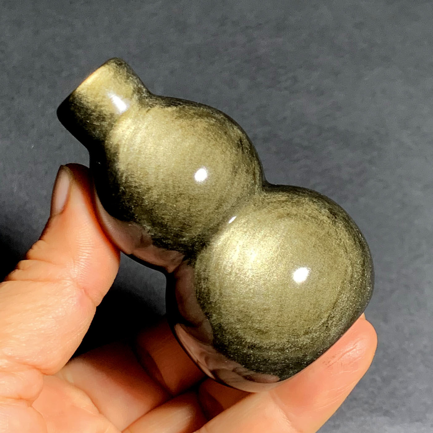 天然金曜石葫芦摆件黑曜石把玩