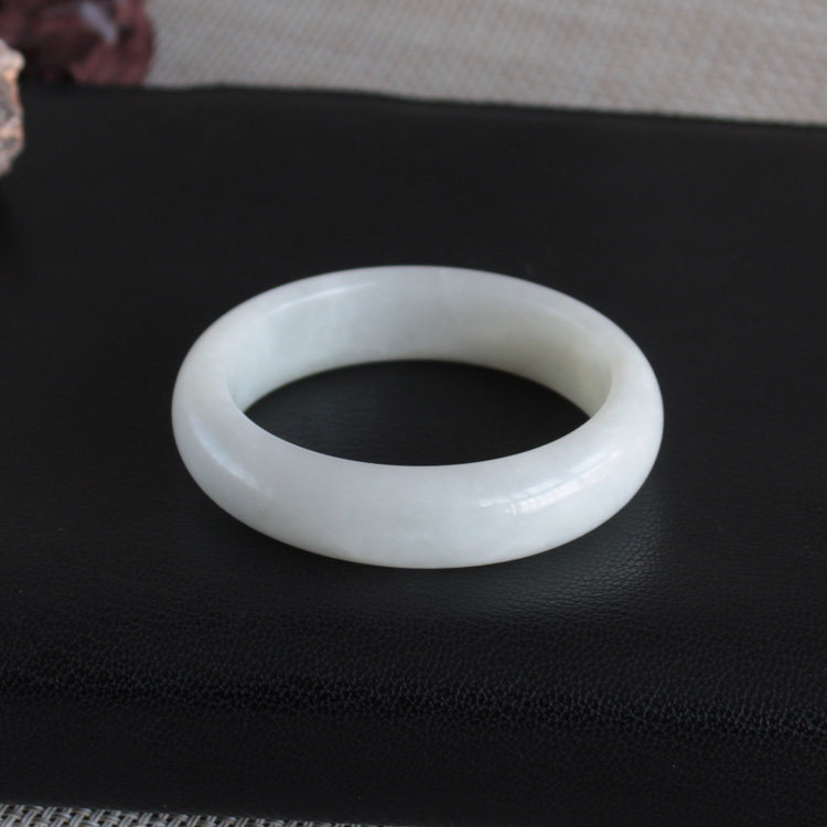 水玉冰魄天然和田玉手镯 和田白玉镯子54MM小圈口手镯实物送证书