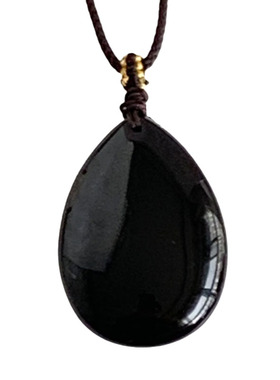 天然全黑黑曜石水滴吊坠