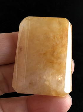 水玉冰魄天然石英岩质黄色玉方牌吊坠 水晶毛衣链 项坠方牌