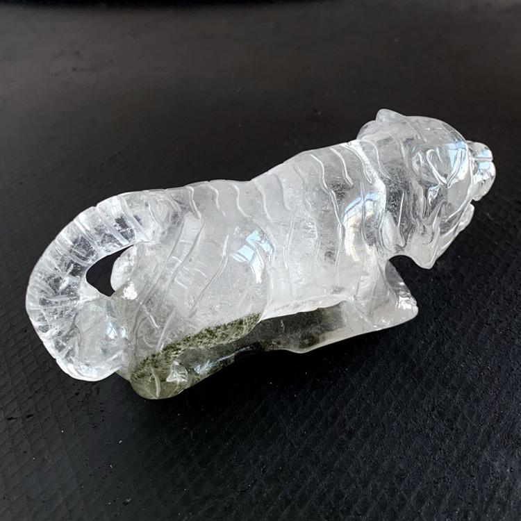 天然绿幽灵生肖虎摆件水晶生财