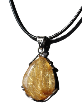 水玉冰魄天然镶嵌款皮绳吊坠