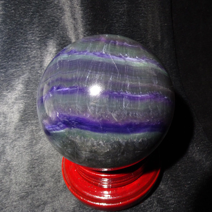 水玉冰魄天然萤石球摆件紫莹石家居摆饰一物一图蓝色带实物12厘米