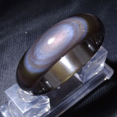 送证书 双彩眼光眼好 实物 加宽加厚冰彩手镯 水玉冰魄黑曜石手镯