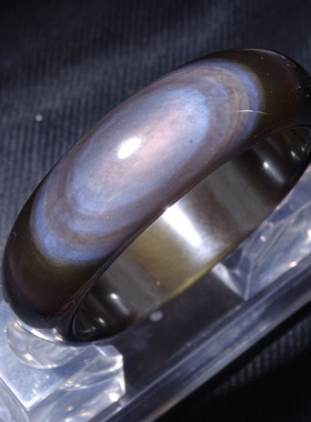 黑曜石加宽加厚冰彩手镯送证书