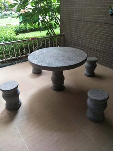石桌石凳花岗岩石材雕刻大理石庭院户外摆件公园园林装 饰麻石圆桌