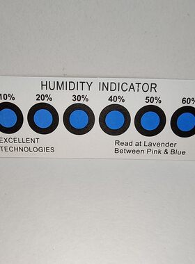 EXCED款湿度卡湿度指示卡10%-60% 6点PCB电子产品IC包装蓝变粉色