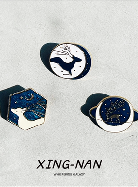 星鹿卡通金属徽章创意包包饰品装饰星星鹿圣诞节礼物