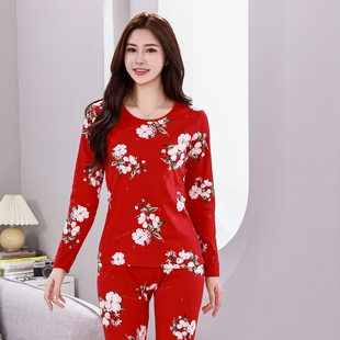 意大莱中老年妈妈秋衣秋裤套装女士内穿保暖内衣纯棉毛衫秋冬季