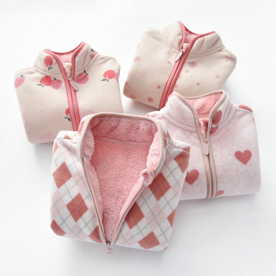 加厚秋冬抓绒女宝宝保暖儿童卫衣