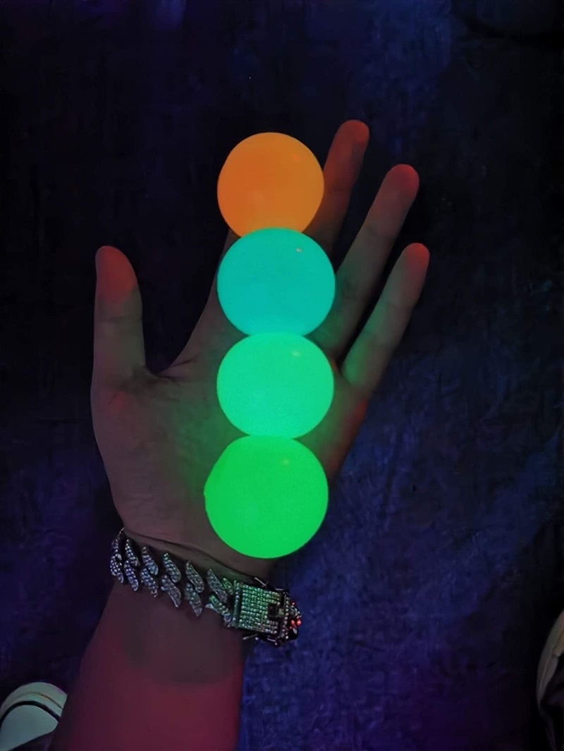 4pc Stick Wall Ball Glowing Globbles Fidget Toy Squash Xmas
