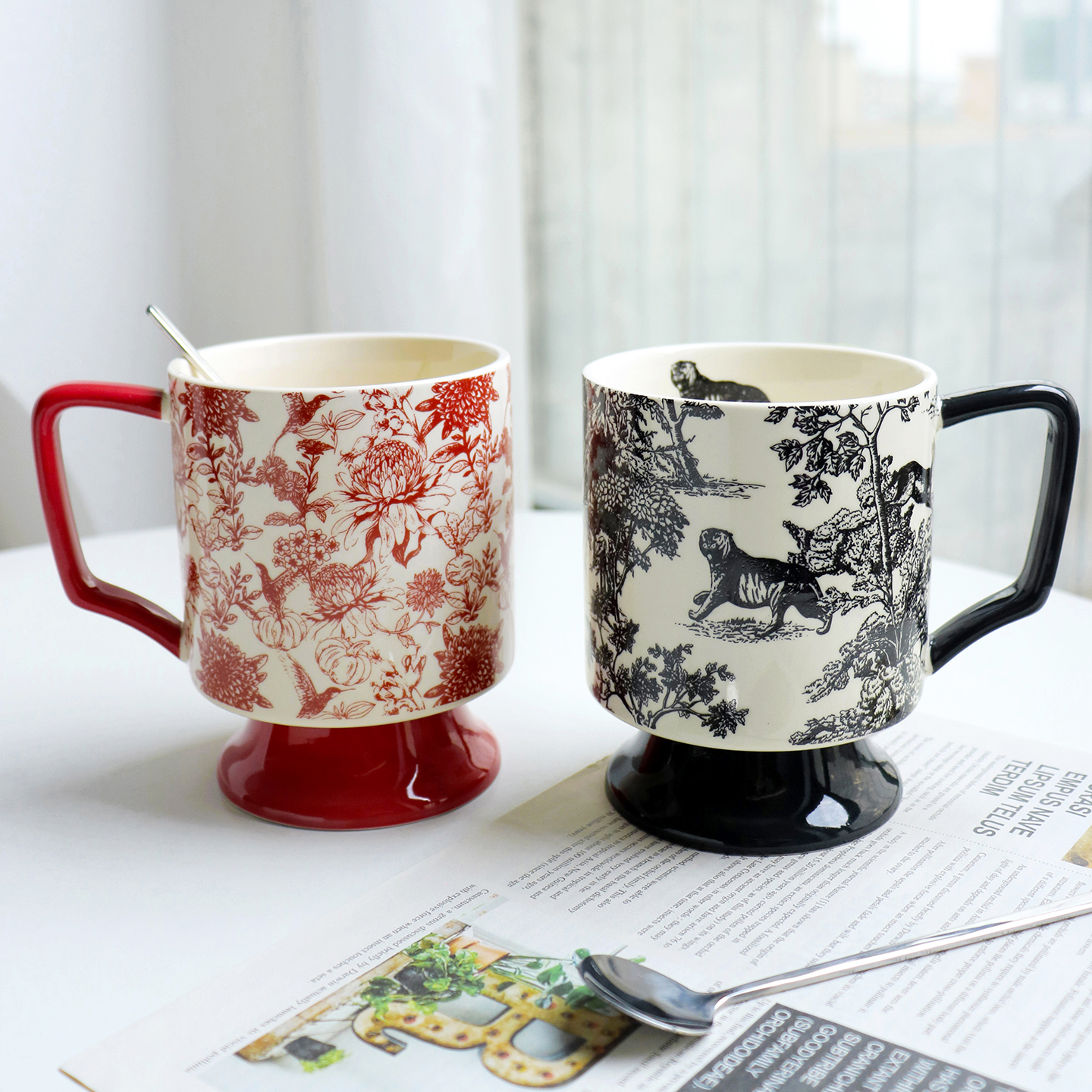 小众礼物虎啸山林马克杯中古风