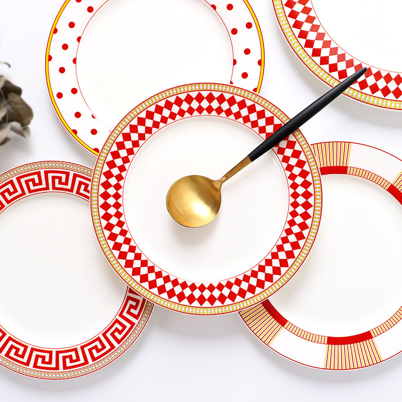 轻奢陶瓷碗碟餐具套装精致饭碗骨瓷盘子高颜值家用菜盘牛排西餐盘