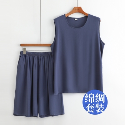 棉绸睡衣背心短裤套装家居服
