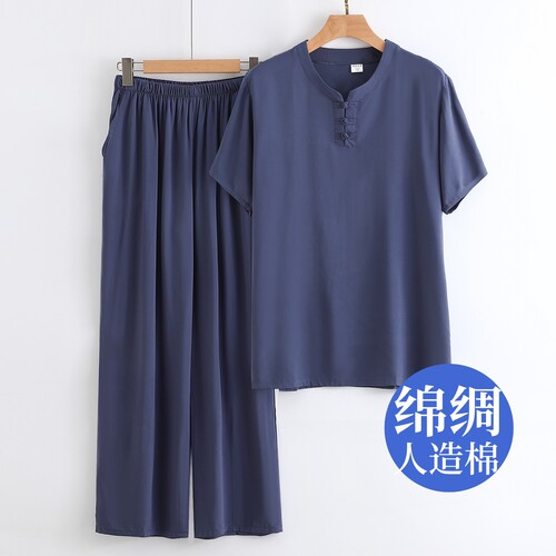 绵绸男士国风睡衣家居服