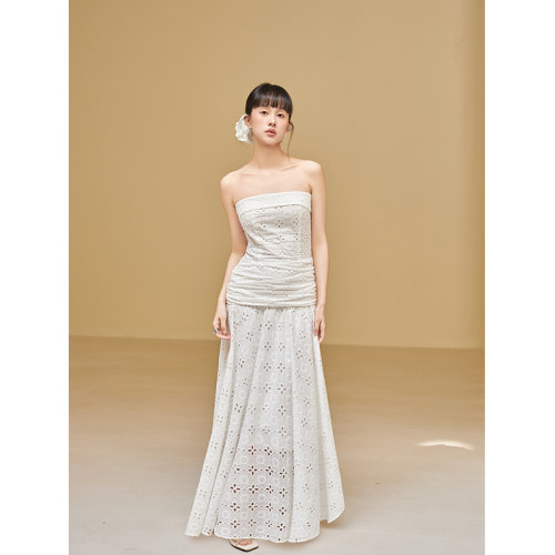 春夏法式镂空蕾丝收腰吊带连衣裙