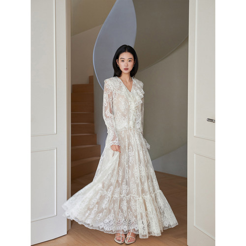 签儿夏季长袖蕾丝女装套装