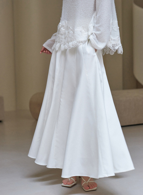 签儿 2026早春白色法式A字半裙温柔名媛风半身裙高级感气质长裙子