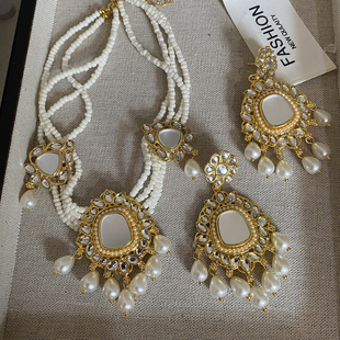 夸张宫廷风珍珠大耳环2025新款高级感适合方圆脸耳饰独特项链套装