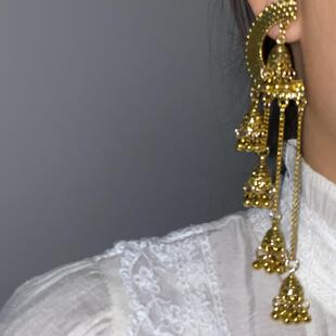 波西米亚复古耳环气质百搭长款 流苏耳坠小众异域风情金属耳饰