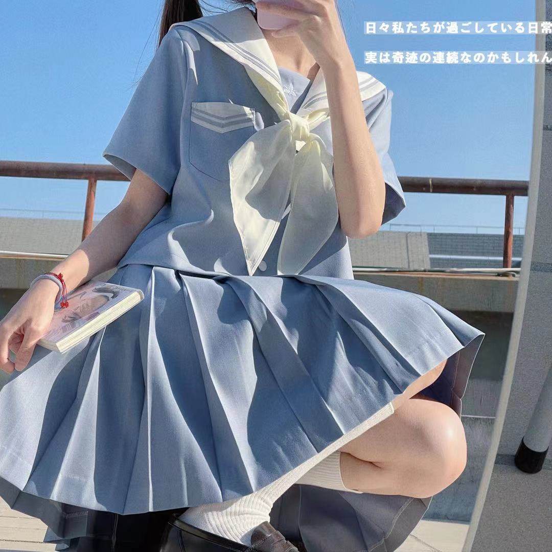 【猫的星象仪jk】渠葉  原创jk制服水手服百褶裙纯色裙正版校供感