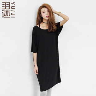 长裙大码 宽松连衣裙 Y727 纯色莫代尔短袖 EAL春夏女装
