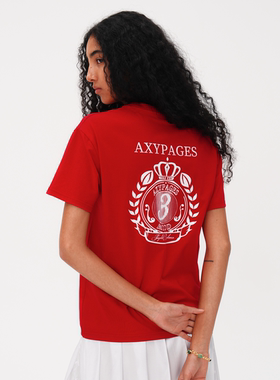 AXYPAGES blance系列 logo前后印花T恤合身版型短袖百搭运动