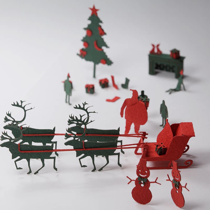 日本寺田建筑模型圣诞节手工创新diy立体拼贴纸模创意礼物礼品