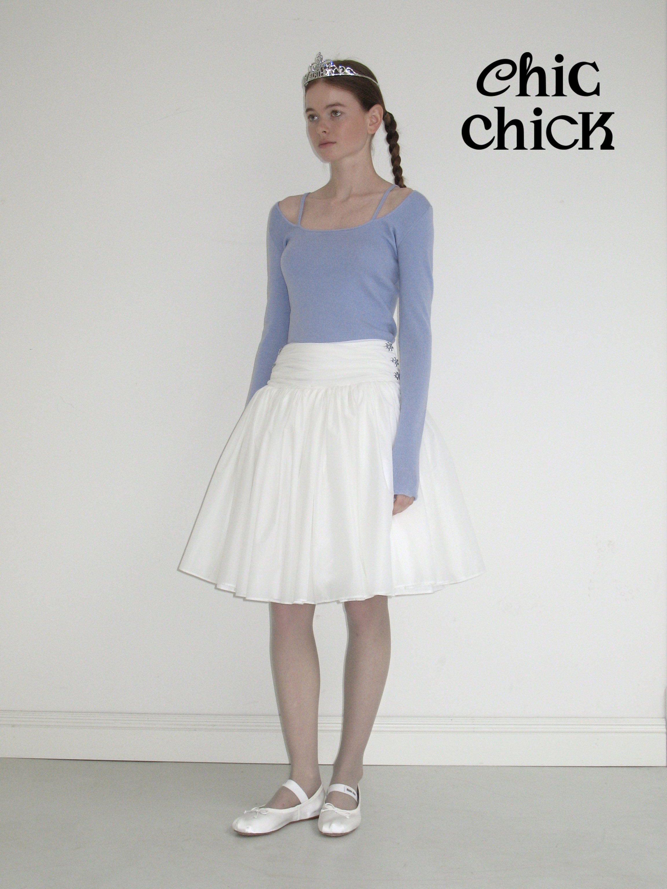 chicchick白色尼龙公主裙半身裙