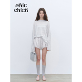 云母白七彩亮丝条纹针织亲肤罩衫 ChicChick时髦小鸡新品 松弛感