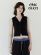 ChicChick时髦小鸡vol20TomBoy风格 黑色极简v领圈圈纱针织马甲