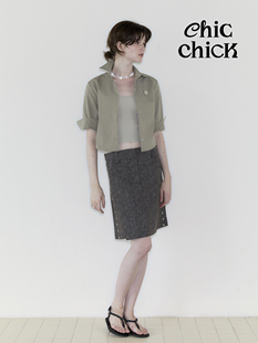 衬衫 短款 复古夏季 ChicChick时髦小鸡vol20卡其绿色正肩收腰七分袖